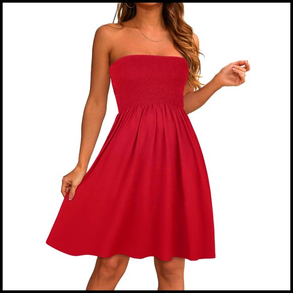 Other - Strapless Tube Top Sundress A-Line Cover Up Beach Casual Dress S-3XL